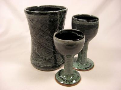 IMG9000 Wine Chiller and Goblets with Sanfran Glaze IMG9000 Wine Chiller and Goblets with Sanfran Glaze