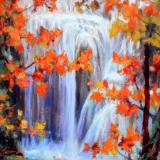 Maples in front of Waterfalls