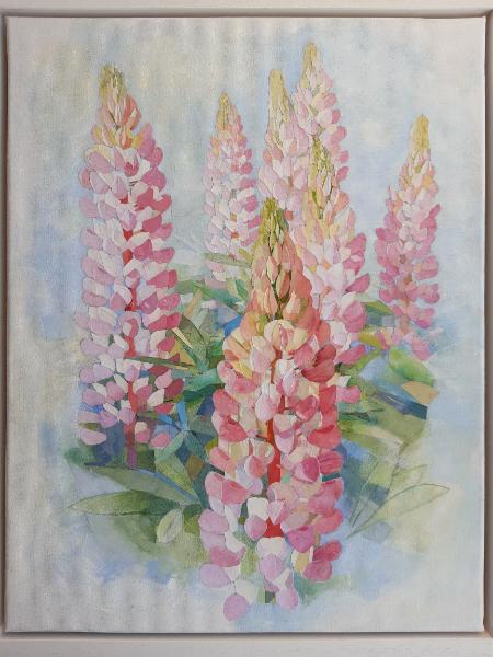 Ice cream Lupins, Paper and Acrylic