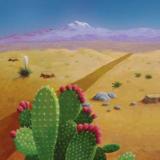 "Cactus Blue Sky" painting