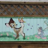 Deer and bunny fence mural
