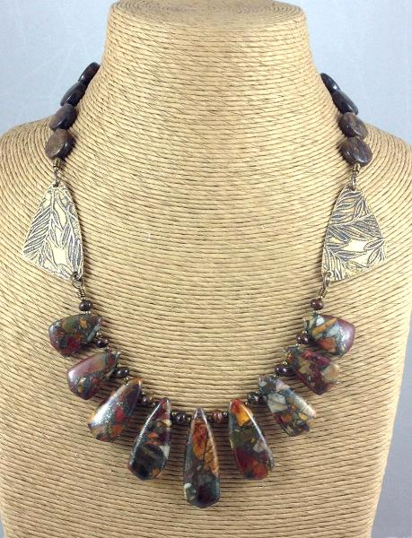 Jasper Bib and Etched Brass Necklace *temporarily unavailable*