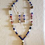 Red White and Blue Glass and Wooden beads
