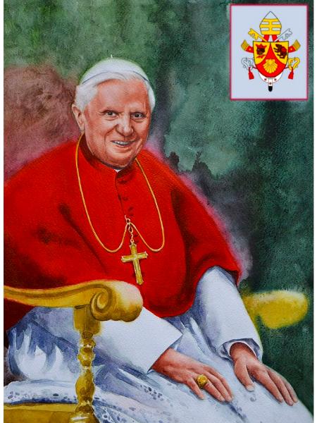 Portrait of Pope BENEDICT XVI, 80cm x 60cm, 2015