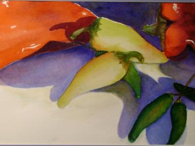 Hot Chilies ~ Watercolor ~ 11X17 ~Gift