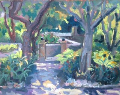 Alameda Gardens 2, 10x8 ins, oil on board.