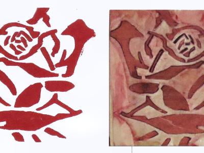 Rose carved in Shina block