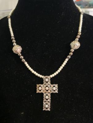 Cross with  pearl studs