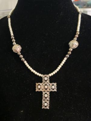 Cross with pearl studs Cross with pearl studs