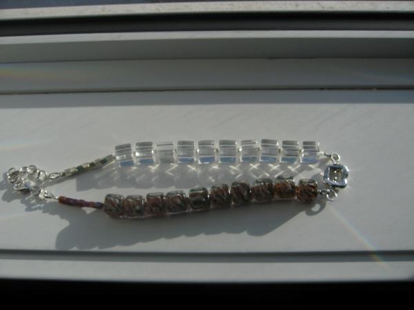 13-110 Sterling, Quartz and Boro Glass Cube Necklace