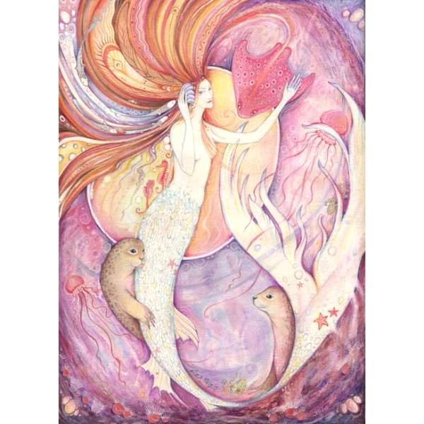 Mermaid Original Painting in Watercolors and Gouache - Aqualina -