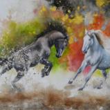 The horses and their games, 38cm x 56cm, 2022