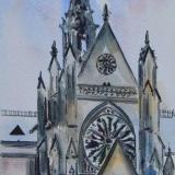 Plein air watercolor detail of a gothic church, 40cm x 20cm, 2016