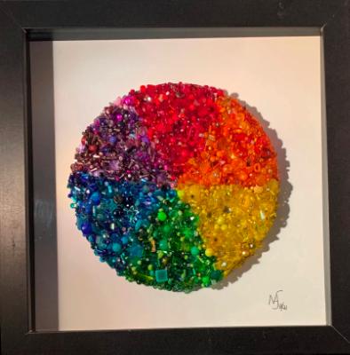 Beaded Rainbow Circle Framed - Sold Beaded Rainbow Circle Framed - Sold