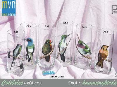 Set of handpainted glasses: EXOTIC HUMMINGBIRDS