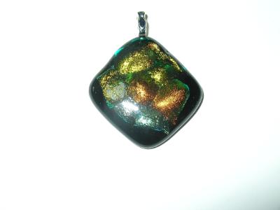 Multiple Dichroic Glass on Black Pendant Multiple Dichroic Glass on Black Pendant