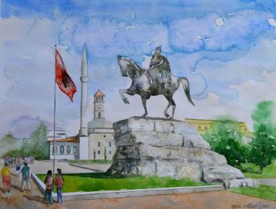Watercolor painting: SKADENBERG SQUARE, 35cm x 45cm, 2015 Watercolor painting: SKADENBERG SQUARE, 35cm x 45cm, 2015