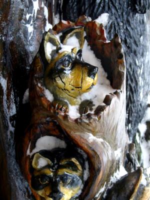 Racoons in Logs