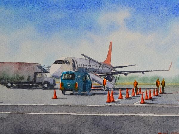 At the airport Oscar Romero in San Salvador, 30cm x 20cm, 2018