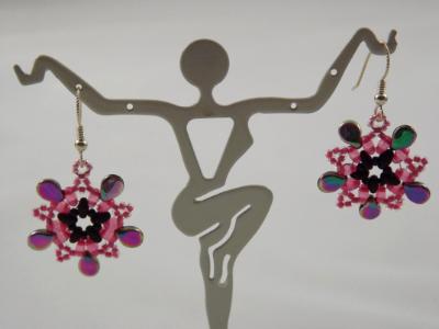 E-125 Pink & Rainbow Flower Earrings E-125 Pink & Rainbow Flower Earrings