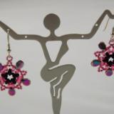 E-125 Pink & Rainbow Flower Earrings