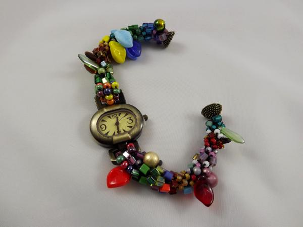 W-2 Watch with Multicolored Crocheted Band