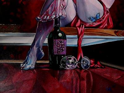 "Rouge" Painting 3 In My Wine Series - Acrylic on Canvas "Rouge" Painting 3 In My Wine Series - Acrylic on Canvas