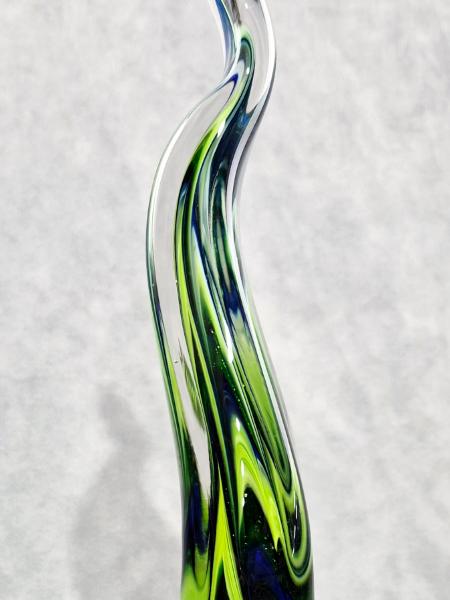 #02072612 Solid Glass Sculpture SeaHawks 12th Man sound wave design 12.5''HX4.25''WX3.5''B $175.00