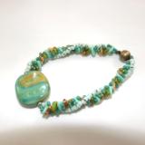 B-146 Green Kazuri bead bracelet w/spiral rope