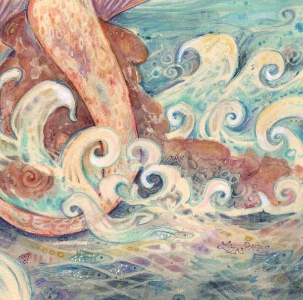 Ulysses Muse art print mermaid siren mythology whimsical art by Liza Paizis