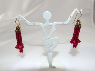 E-140 Dark Red Flower Earrings