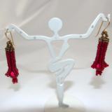 E-140 Dark Red Flower Earrings