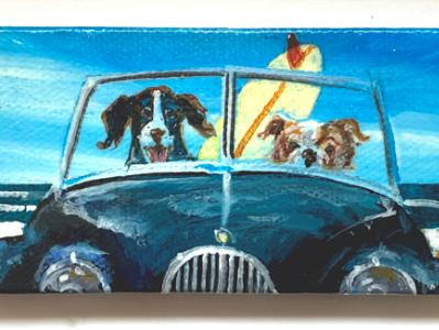 TWO ENGLISH DOGS IN A JAG TWO ENGLISH DOGS IN A JAG