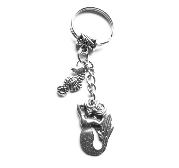 Mermaid keychain reversable mermaid pewter keyfob original design