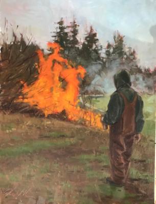 Tending the Fire 18x24" oil Tending the Fire 18x24" oil