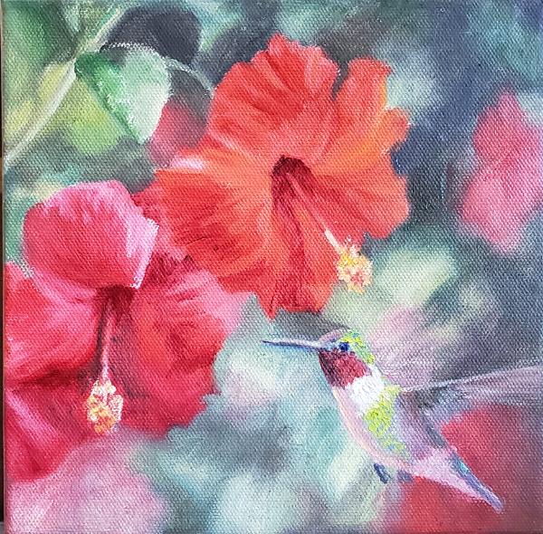 Summer Flowers: Hibiscus with Hummer