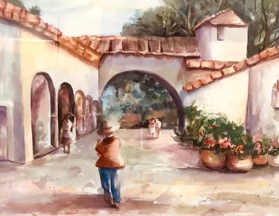 Spanish Village -Watercolor on Paper 26x30