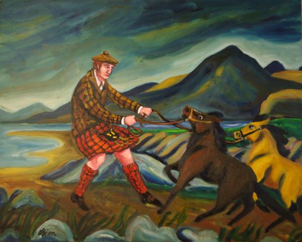 Scotsman with His Ponies