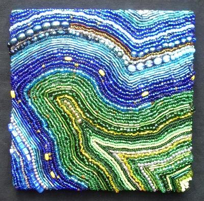 Beaded Square Blue Green Beaded Square Blue Green