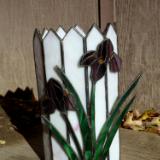 Purple Iris And a picket Fence Candle Ring