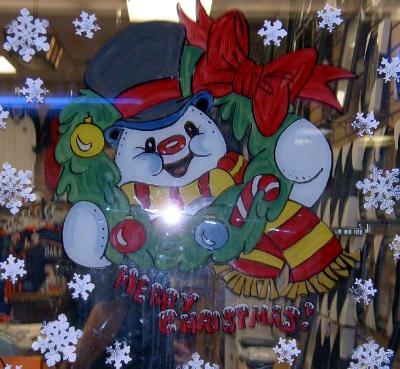 Frosty wreath with Merry Christmas