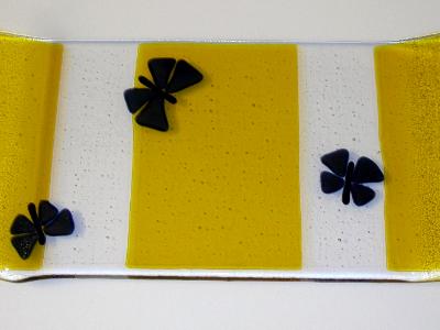 Yellow and clear tray with butterflies Yellow and clear tray with butterflies