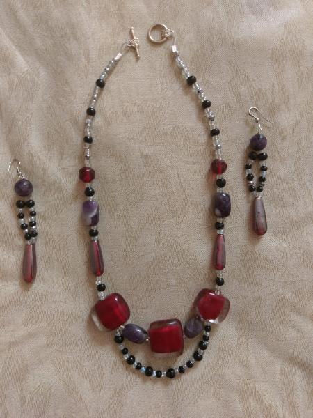 red and amethyst set