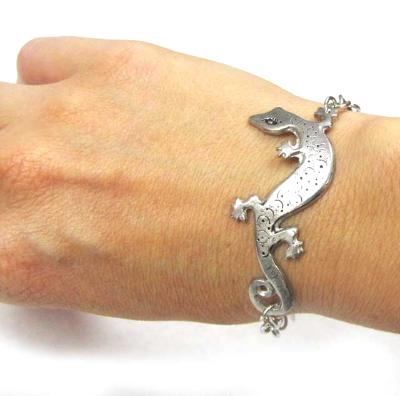 Lizard gecko bracelet pewter lizard artisan jewelry SALE