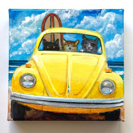 3 SURF CATS DRIVING ON THE BEACH