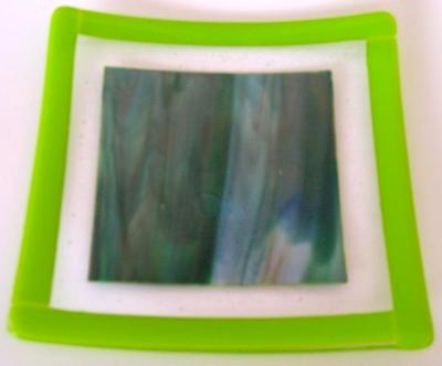 Large plate with marbled center and green and clear rims Large plate with marbled center and green and clear rims