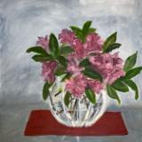 Rhododendron in cut glass vase