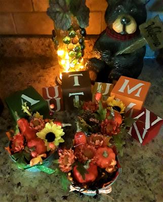 Happy Autumn Blocks and Lighted Pumpkin Tins