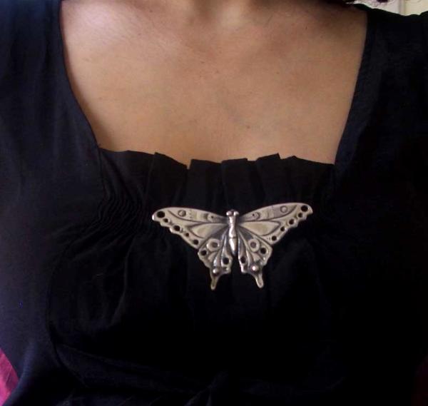 Butterfly Brooch Art Nouveau original artistisan design pewter butterfly pin
