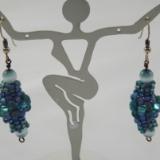 E-30 Shades of Turquoise Beaded Bead Earrings